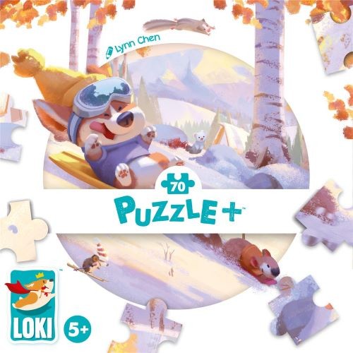 Puzzle 70 pièces Loki fait de la luge